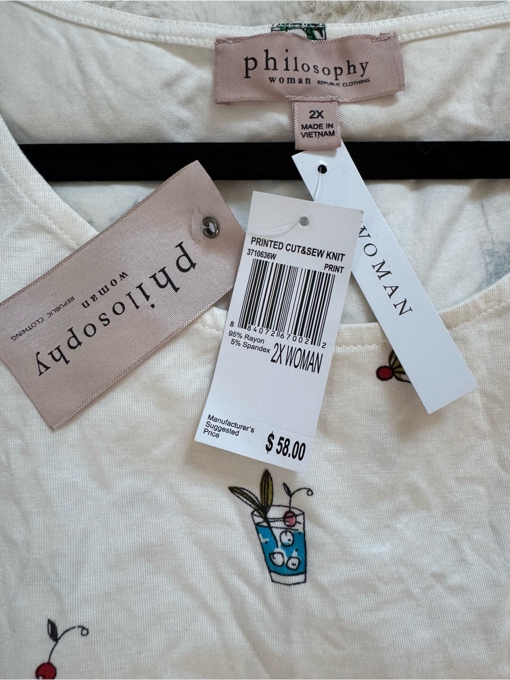 Philosophy White Sleeveless Tank with Colorful Cocktail Print - Picture 5 of 7
